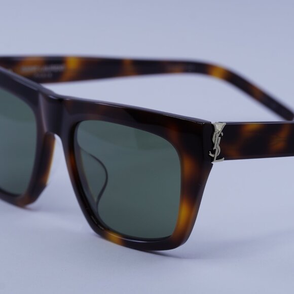 Saint Laurent SL M131/F 003 Sunglasses Havana Square Frame, Green Lenses - Picture 9 of 11